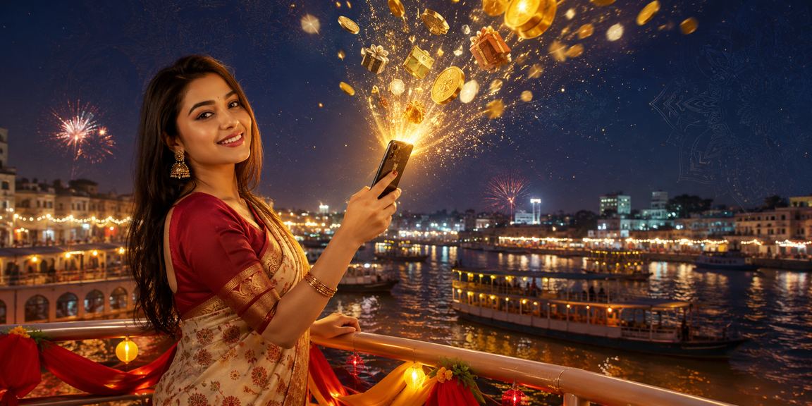 পহেলা বৈশাখে ঢাকায় মোবাইলে ক্যাসিনো গেম খেলছেন একজন তরুণী