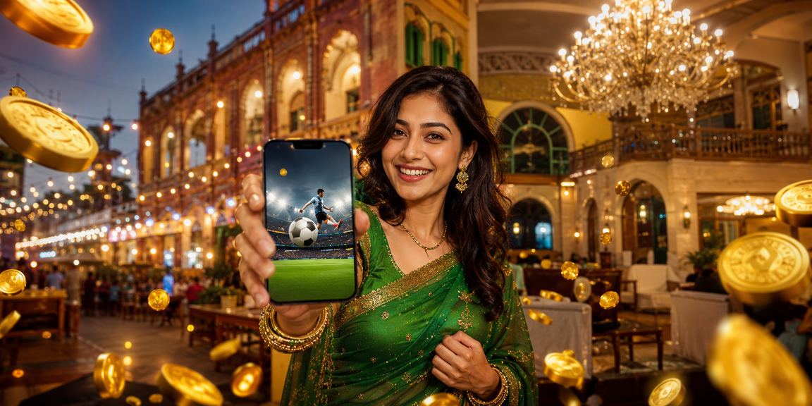 নারায়ণগঞ্জে শাড়ি পরা নারী মোবাইলে স্পোর্টস বেটিং অডস দেখছেন